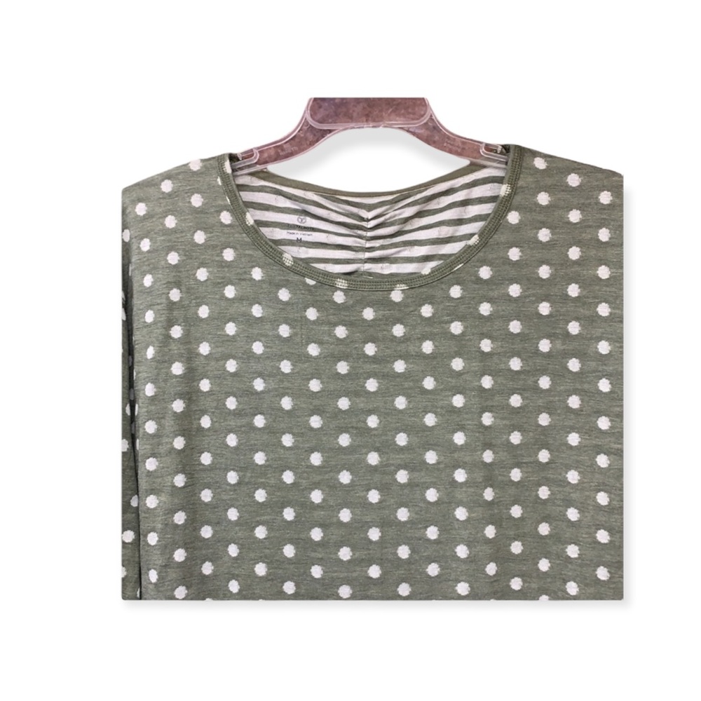 SzM Green/White Cuff Sleeve Top T by Talbots - Picture 3 of 9